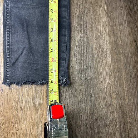 Free People Jeans Womens 29 Black Straight Crop Raw Hem Denim - Picture 6 of 7